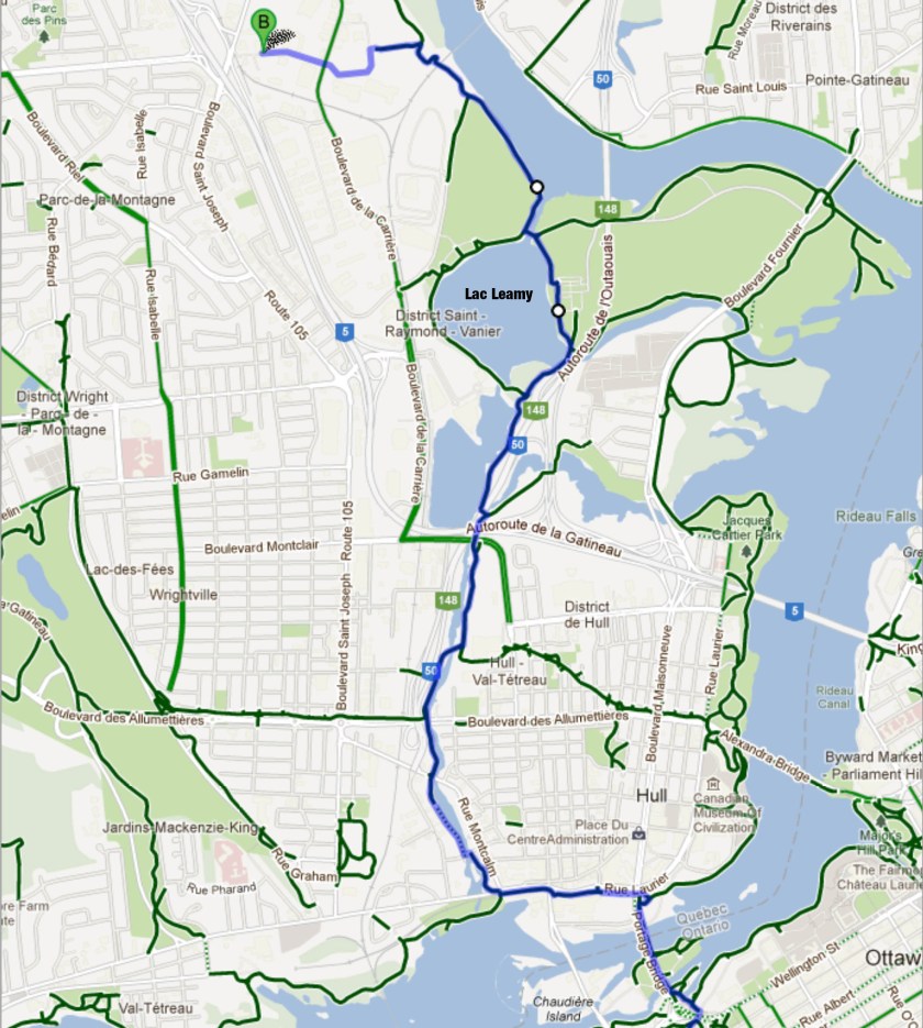 113 Cambridge St N, Ottawa, ON K1R 6P3 to 190 Rue Deveault, Hull