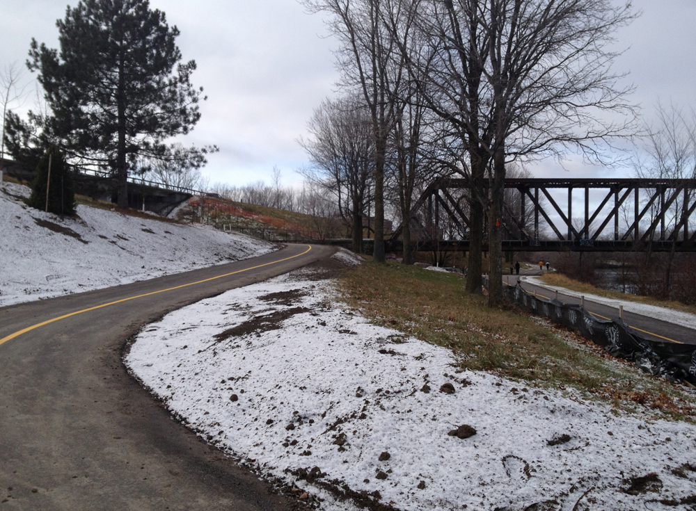 New path splitting off to the left from the old path