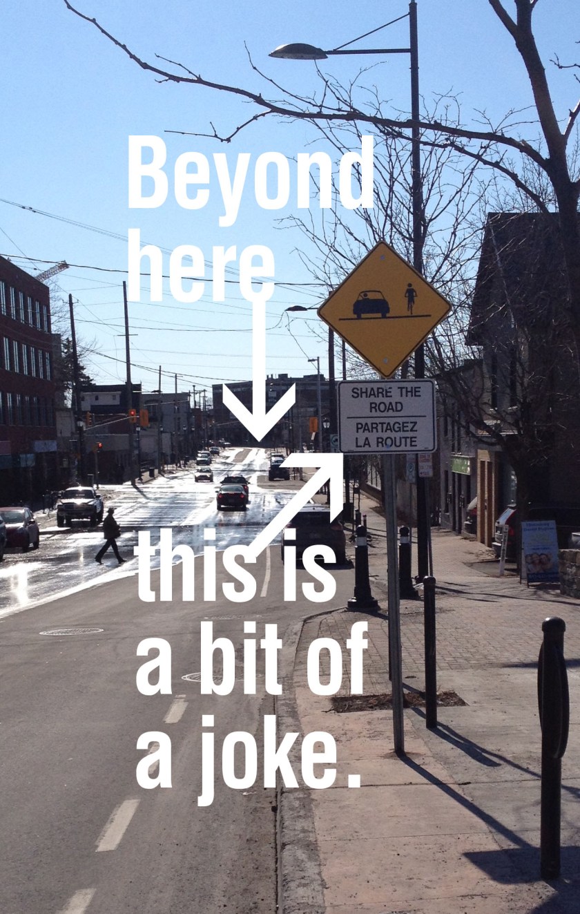 Code for 'Ride on and you might get smushed'.