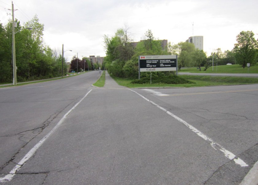 Riding on Bathgate just before the turn onto the NRC campus