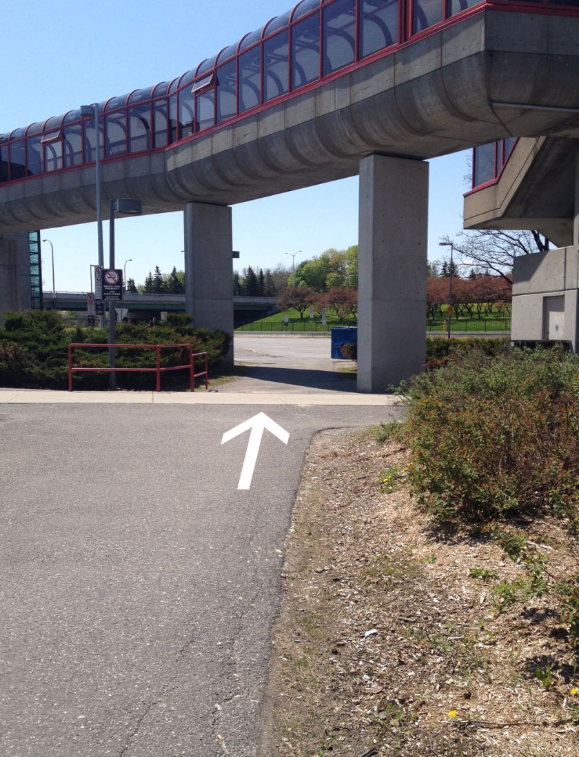 Path under the Transitway station