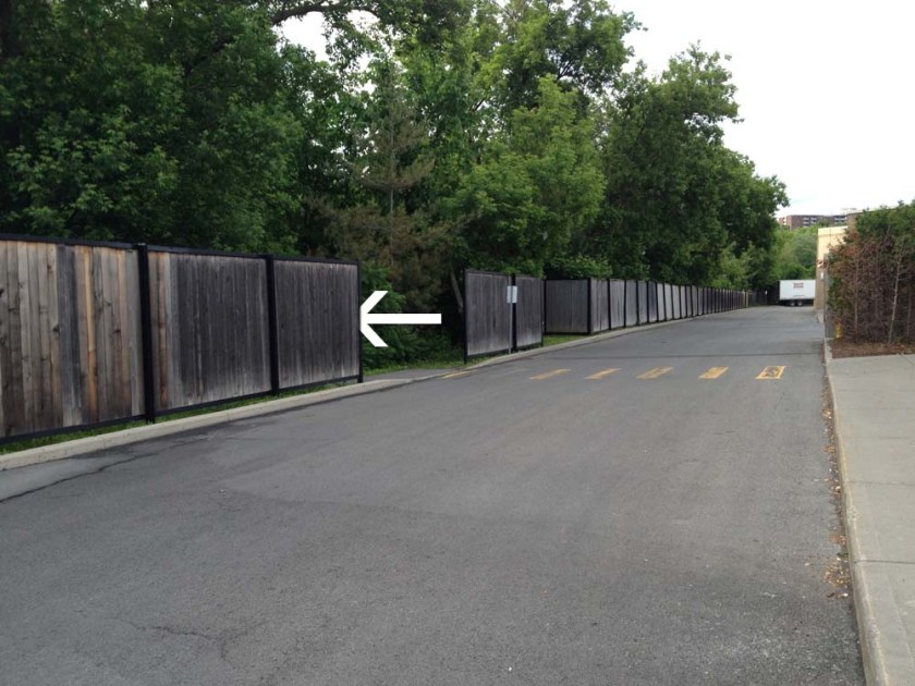 Entrance to path off of parking lot