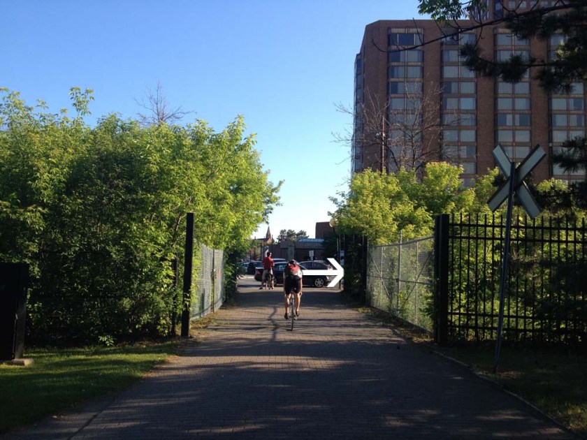 Over the tracks, and right