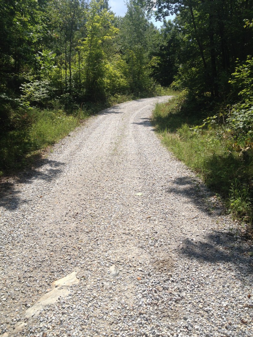Loose gravel along Doran Road