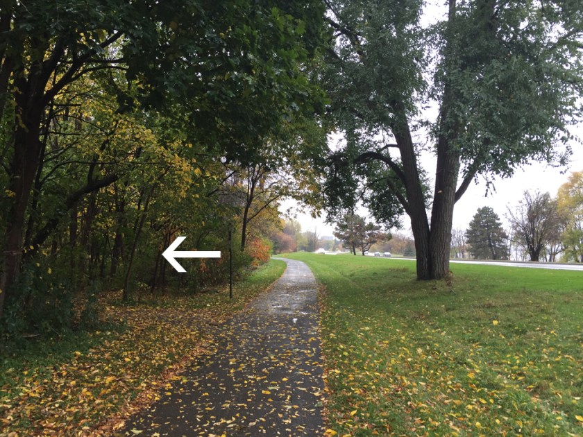 Exit onto dirt path to Fraser St