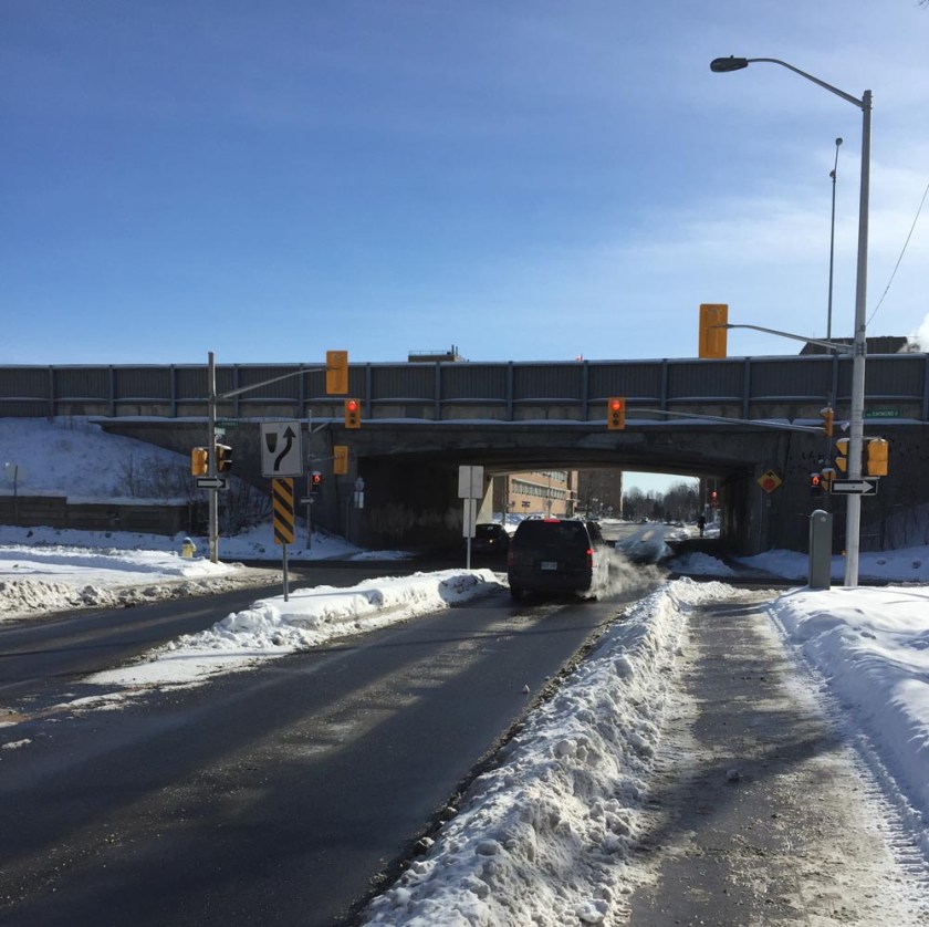 SQUEEZE! - Pinch point, intersection at Booth & Raymond