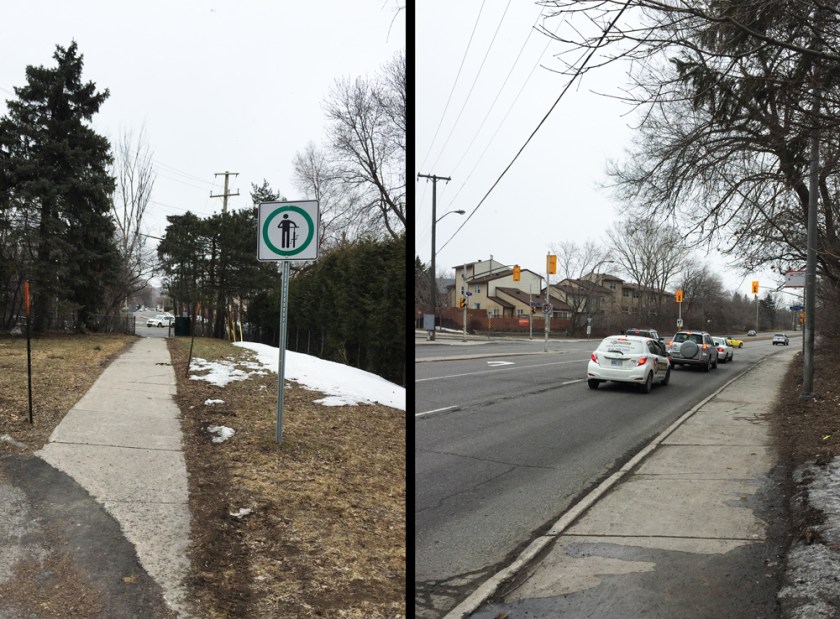 Short path at the end of Coupal.....& bit of sidewalk to lights across the Vanier Parkway