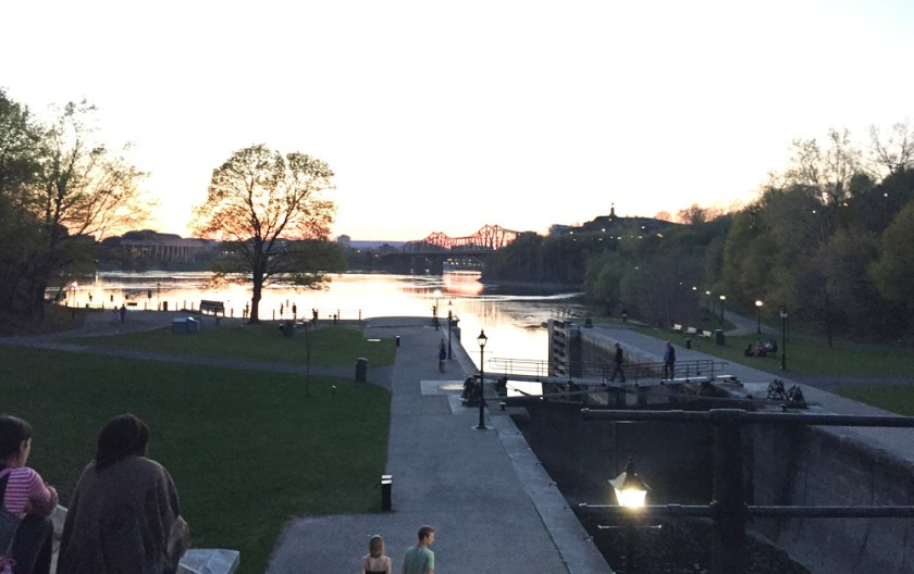 View down the last set of locks along the Rideau canal before it drains into the Ottawa River