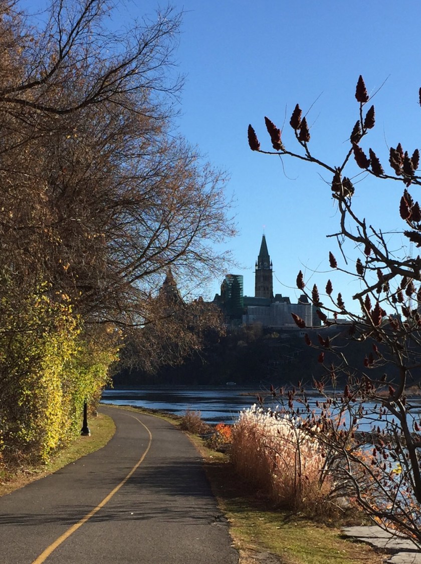 View of Parliament Hill from the Voyageurs Pathway