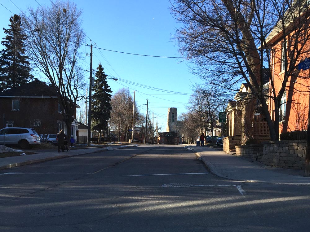 View up Craig St from Holmwood Ave