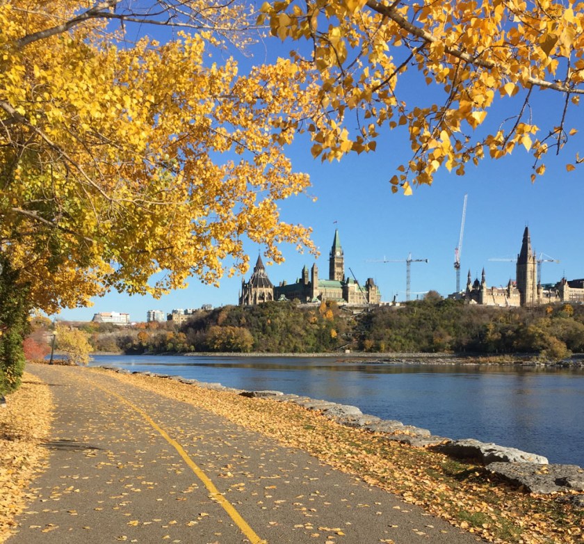 View of Parliament Hill from the Voyageurs Pathway